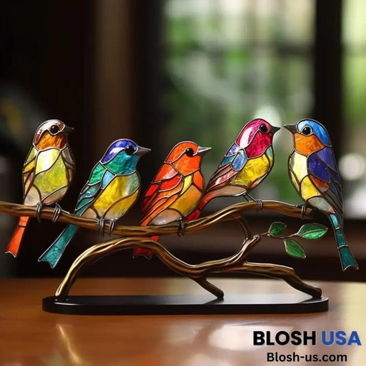 Acrylic Birds On Branch Desktop Ornaments Harmonious