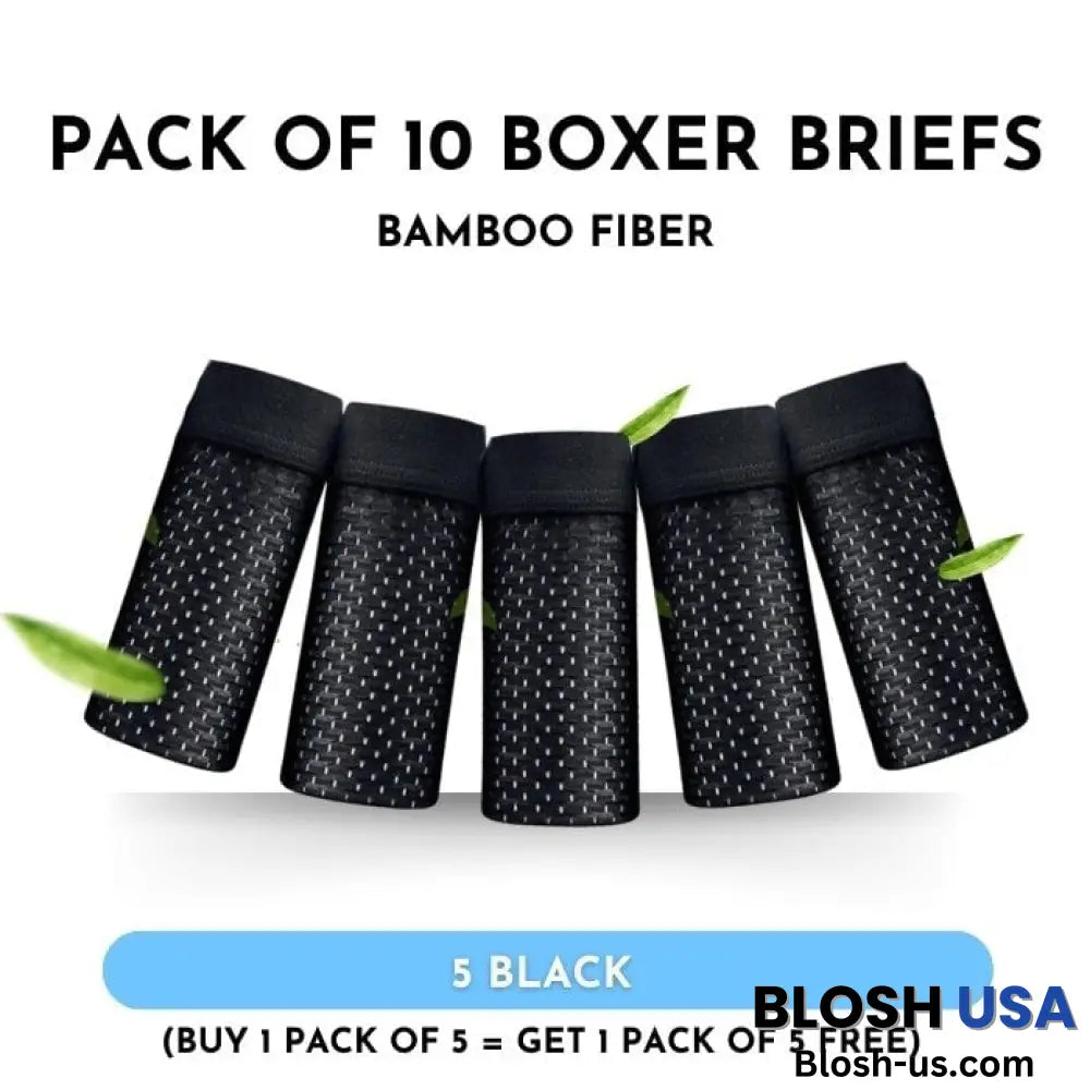 Boxhero – Pack Of 10 Bamboo Fiber Boxer Briefs Buy 5 Get M / Black (10 Pcs)