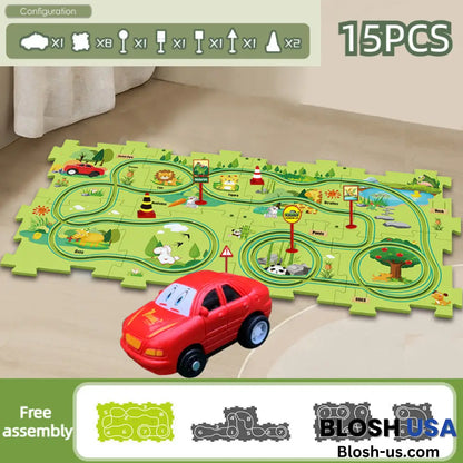 Children’s Educational Puzzle Track Car Play Set Forest Park / 15Pcs