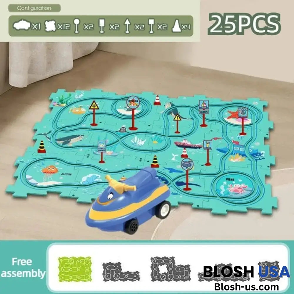 Children’s Educational Puzzle Track Car Play Set Maritime World / 25Pcs