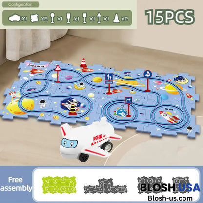 Children’s Educational Puzzle Track Car Play Set Outer Space / 15Pcs