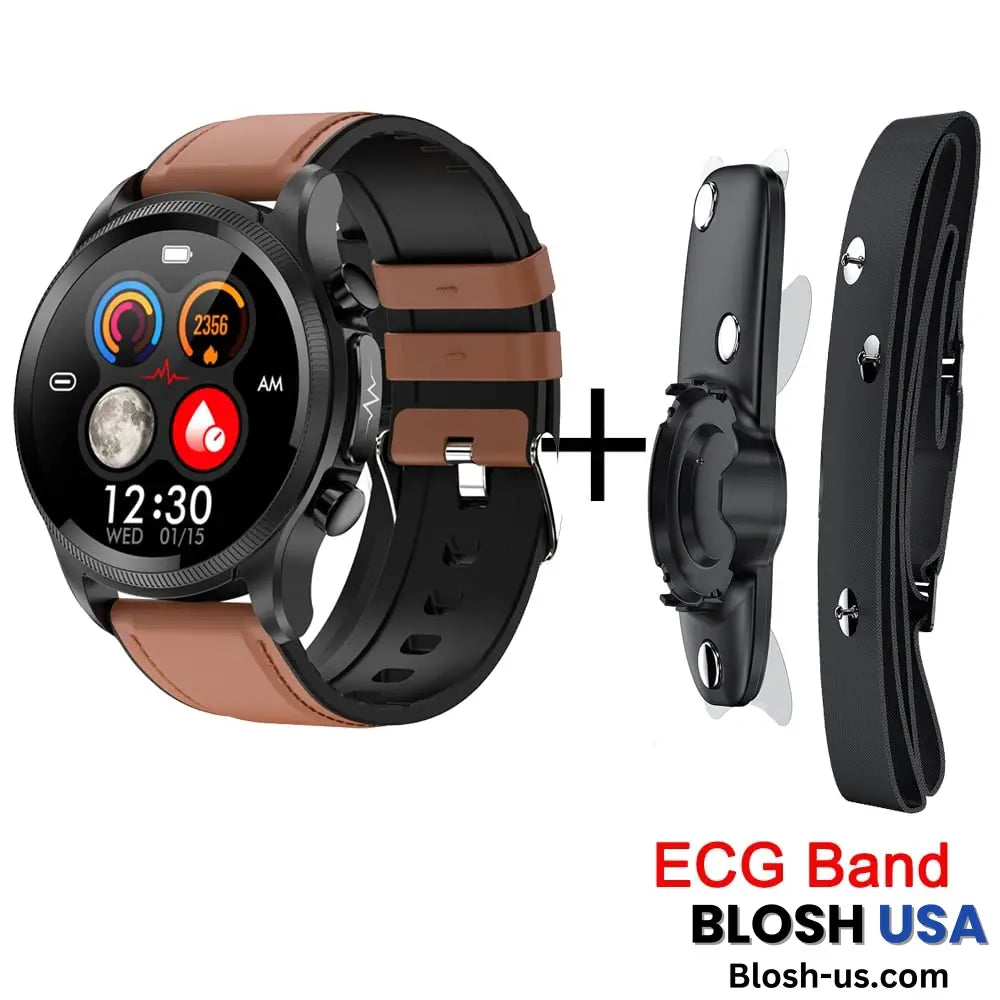 Dotmalls Diabetes Watch Brown Leather / With Ecg Band