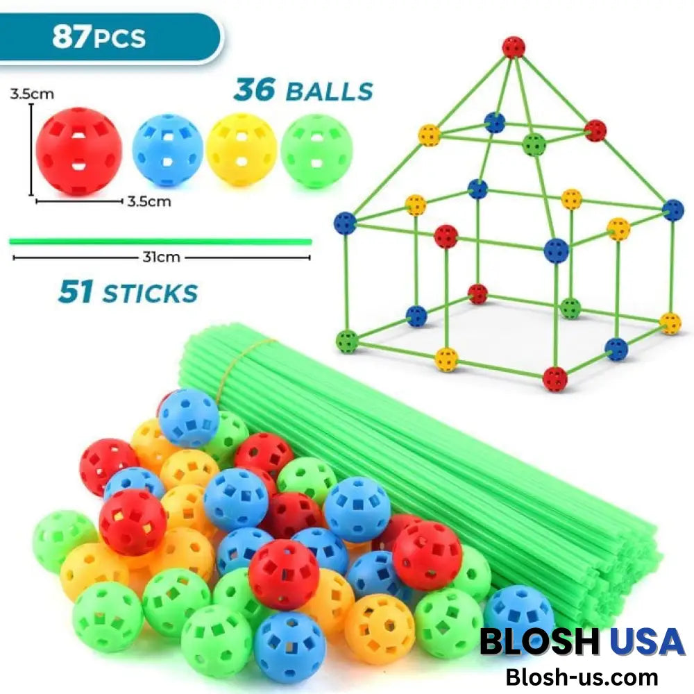 Funhub Forts 36 Balls + 51 Sticks (87 Pcs)