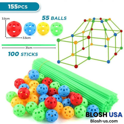 Funhub Forts 55 Balls + 100 Sticks (155 Pcs)