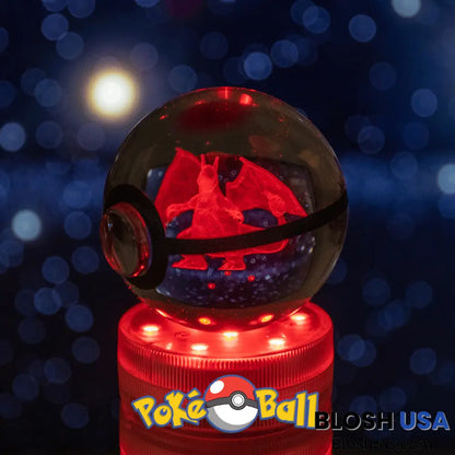 Glowing Crystal Pokeball Charizard / Ball Base & Remote