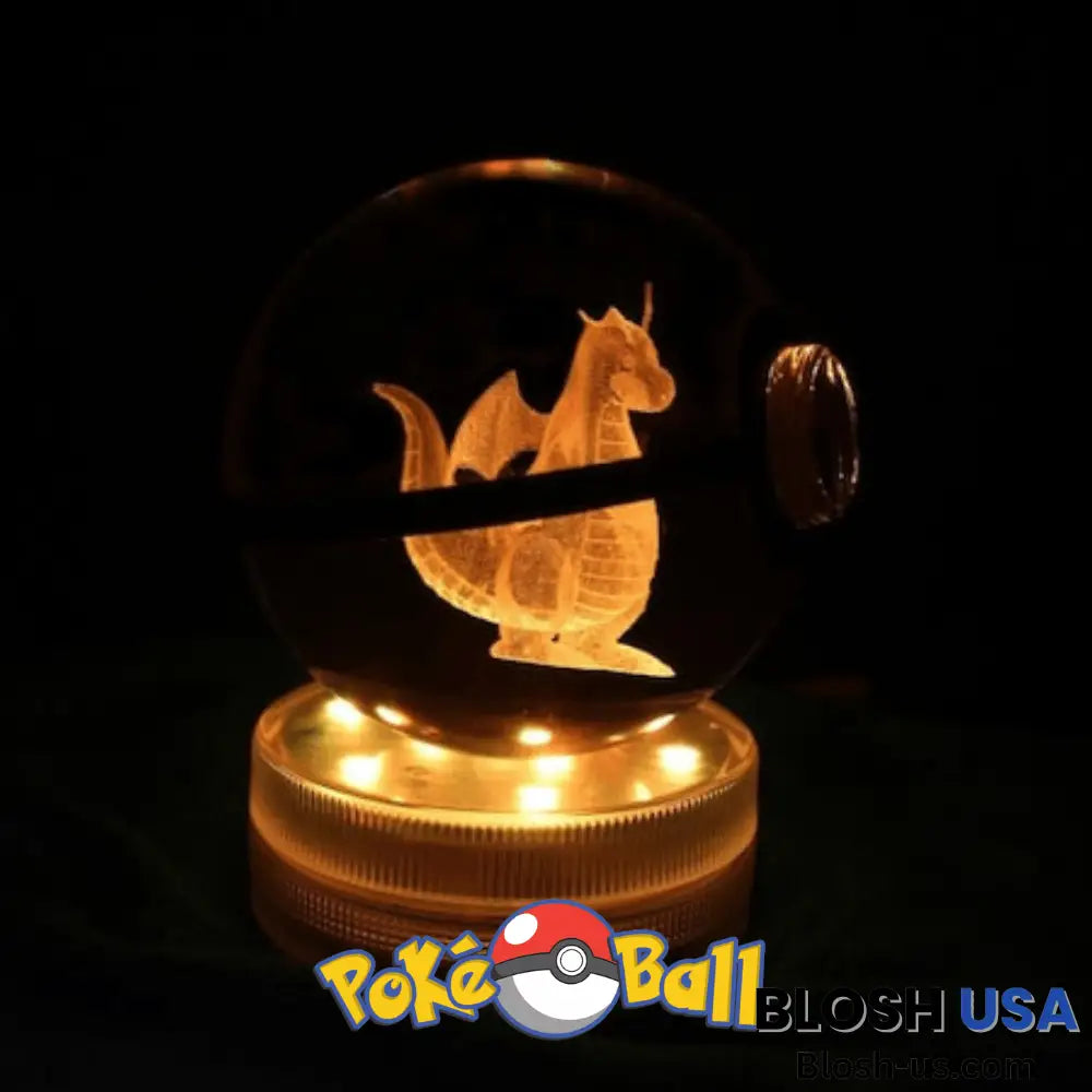 Glowing Crystal Pokeball Dragonite / Ball Base & Remote