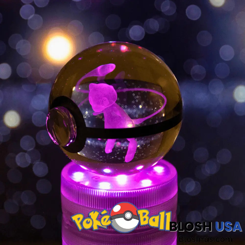 Glowing Crystal Pokeball Mew / Ball Base & Remote