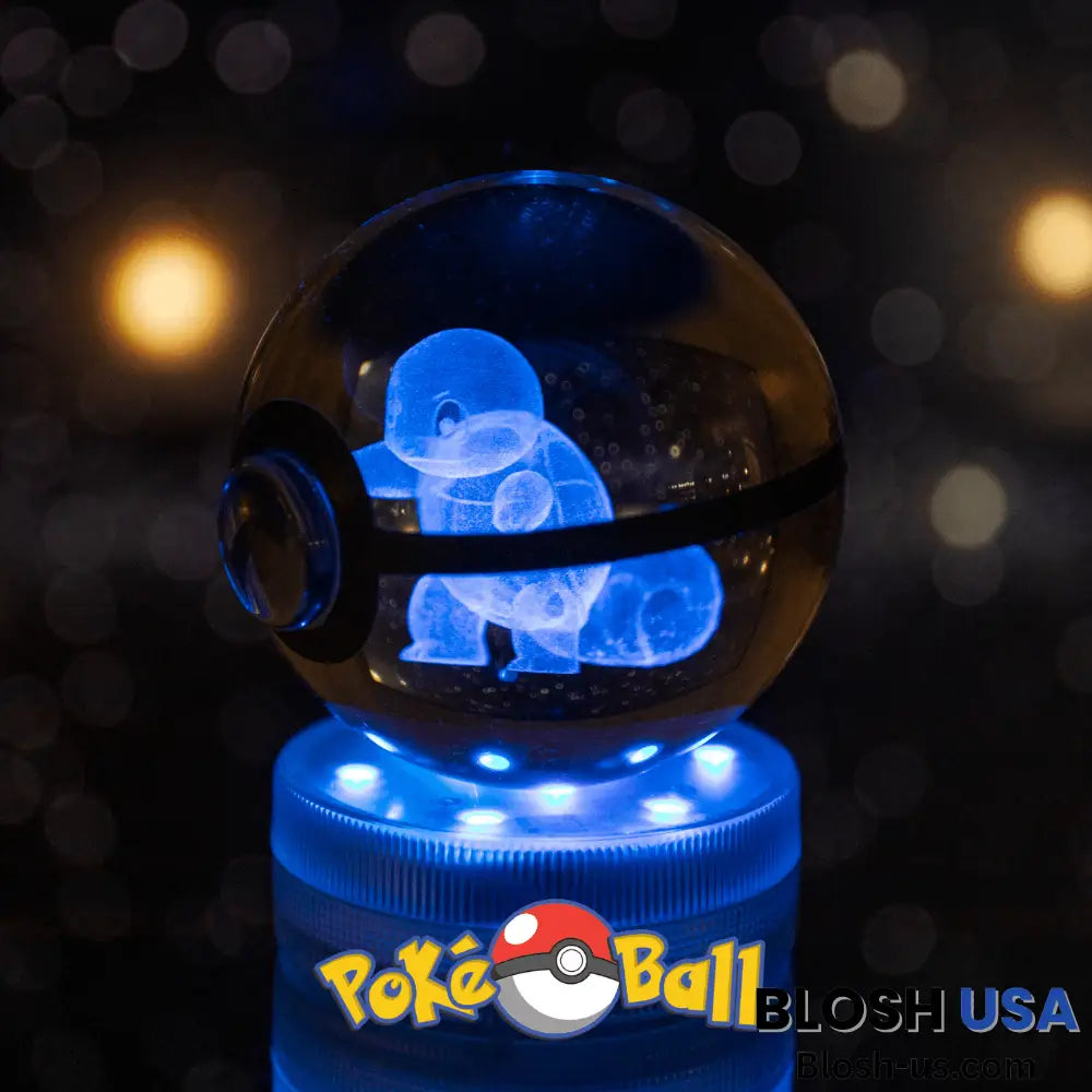 Glowing Crystal Pokeball Squirtle / Ball Base & Remote