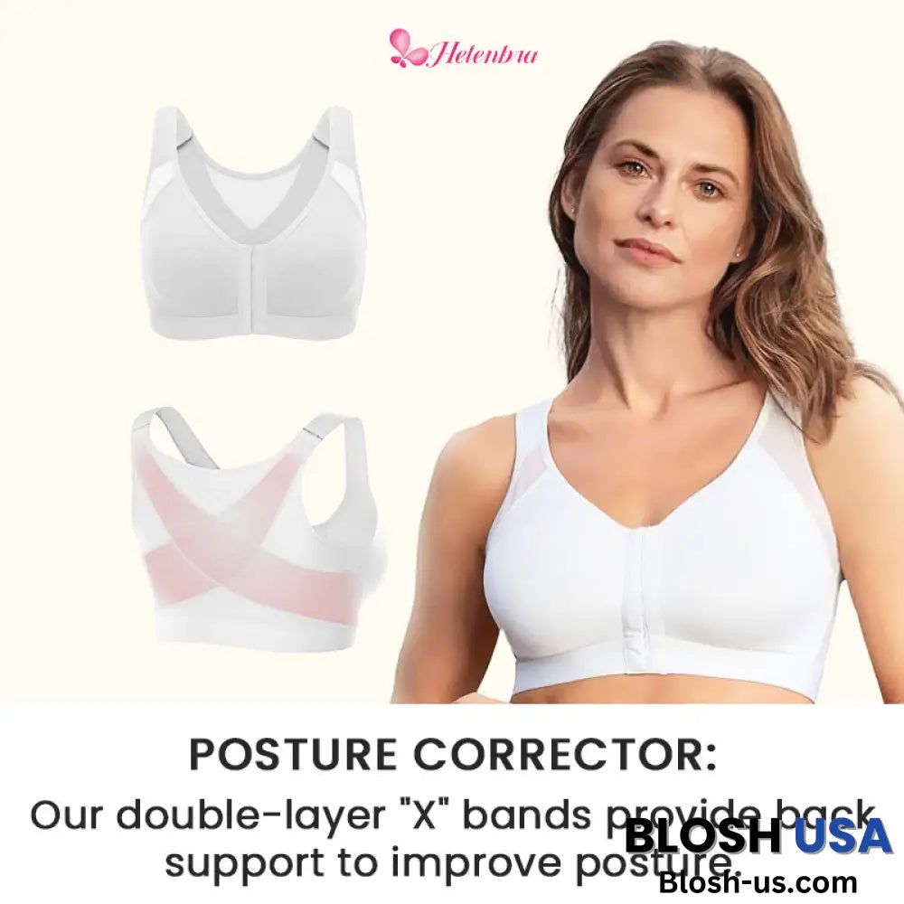 Helen Bra-Front Closure Posture Wireless Back Support Full Coverage Bra