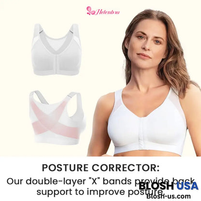 Helen Bra-Front Closure Posture Wireless Back Support Full Coverage Bra