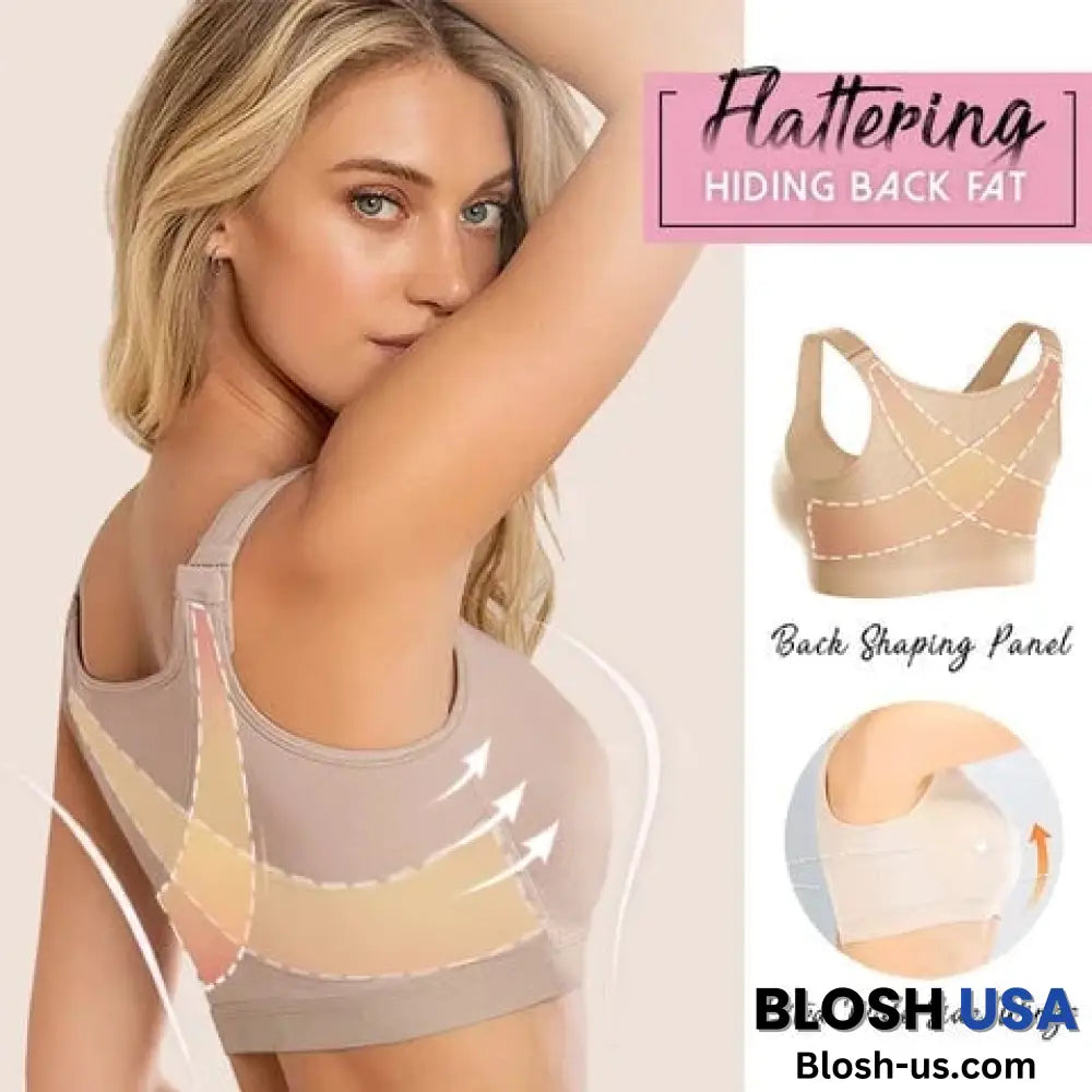 Helen Bra-Front Closure Posture Wireless Back Support Full Coverage Bra