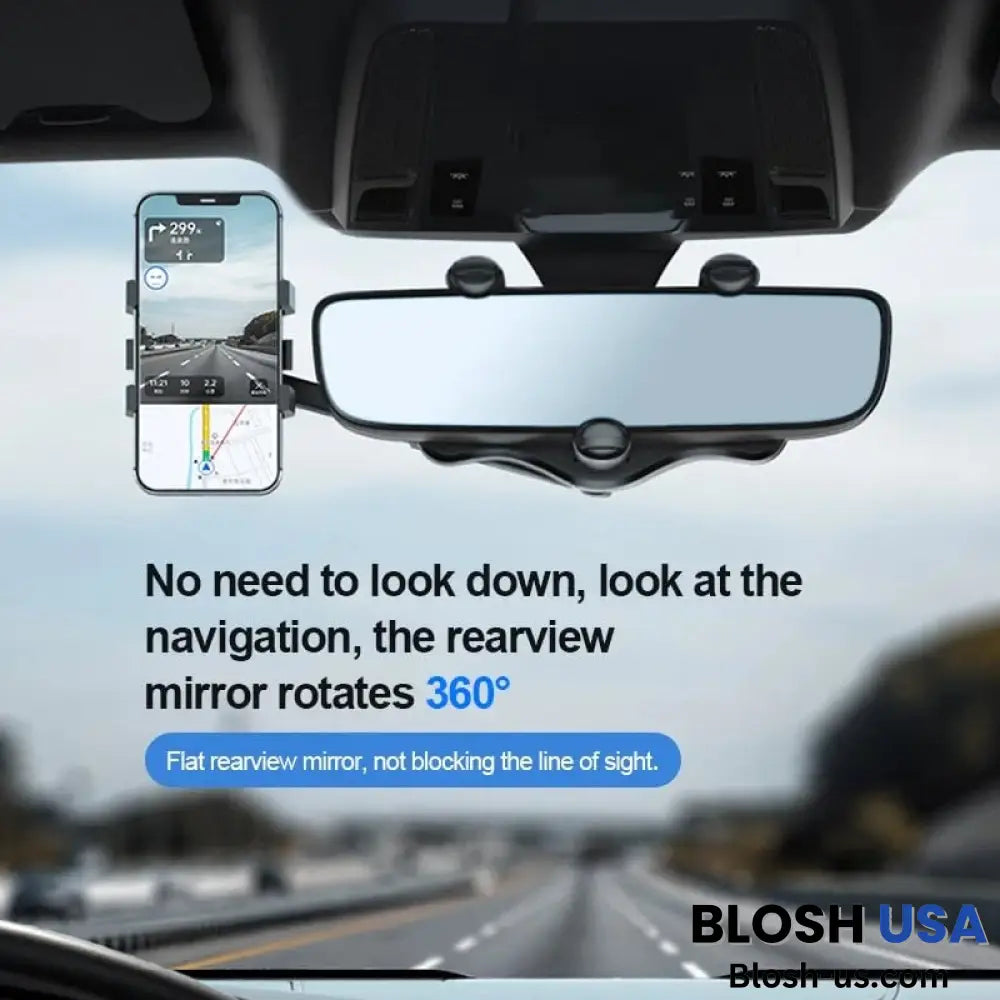 Multifunctional 360° Car Rearview Mirror Phone Holder