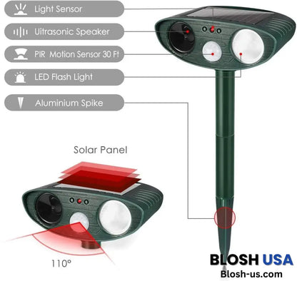 Outdoor Ultrasonic Animal Repeller - Solar Powered Animal-Repeller