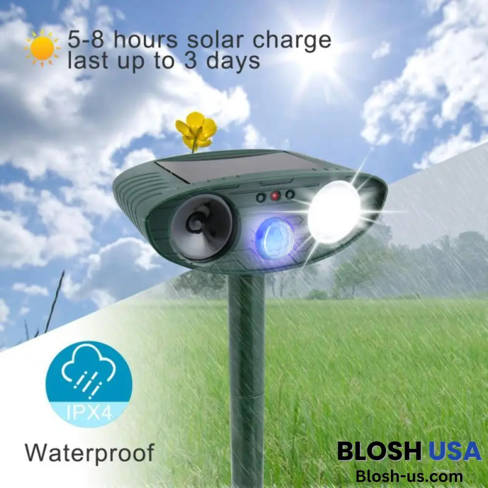 Outdoor Ultrasonic Animal Repeller - Solar Powered Animal-Repeller