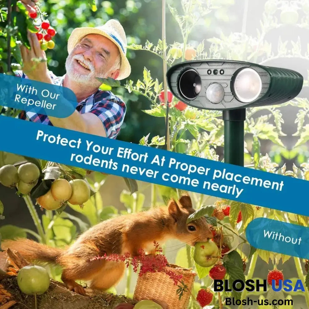 Outdoor Ultrasonic Animal Repeller - Solar Powered Animal-Repeller