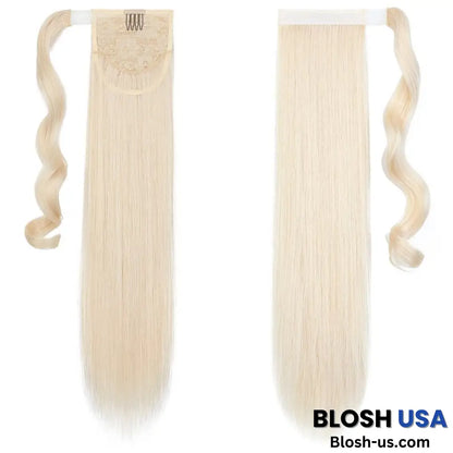 ponytail-hair-piece-extensions-clip-in-curly-fake-pony-tail 613C Straight (Beige Blonde)