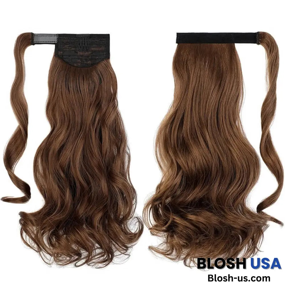 ponytail-hair-piece-extensions-clip-in-curly-fake-pony-tail 10-12# Curly (Chestnut Brown)