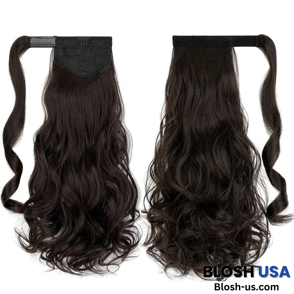 ponytail-hair-piece-extensions-clip-in-curly-fake-pony-tail 4A Curly (Darkest Brown)