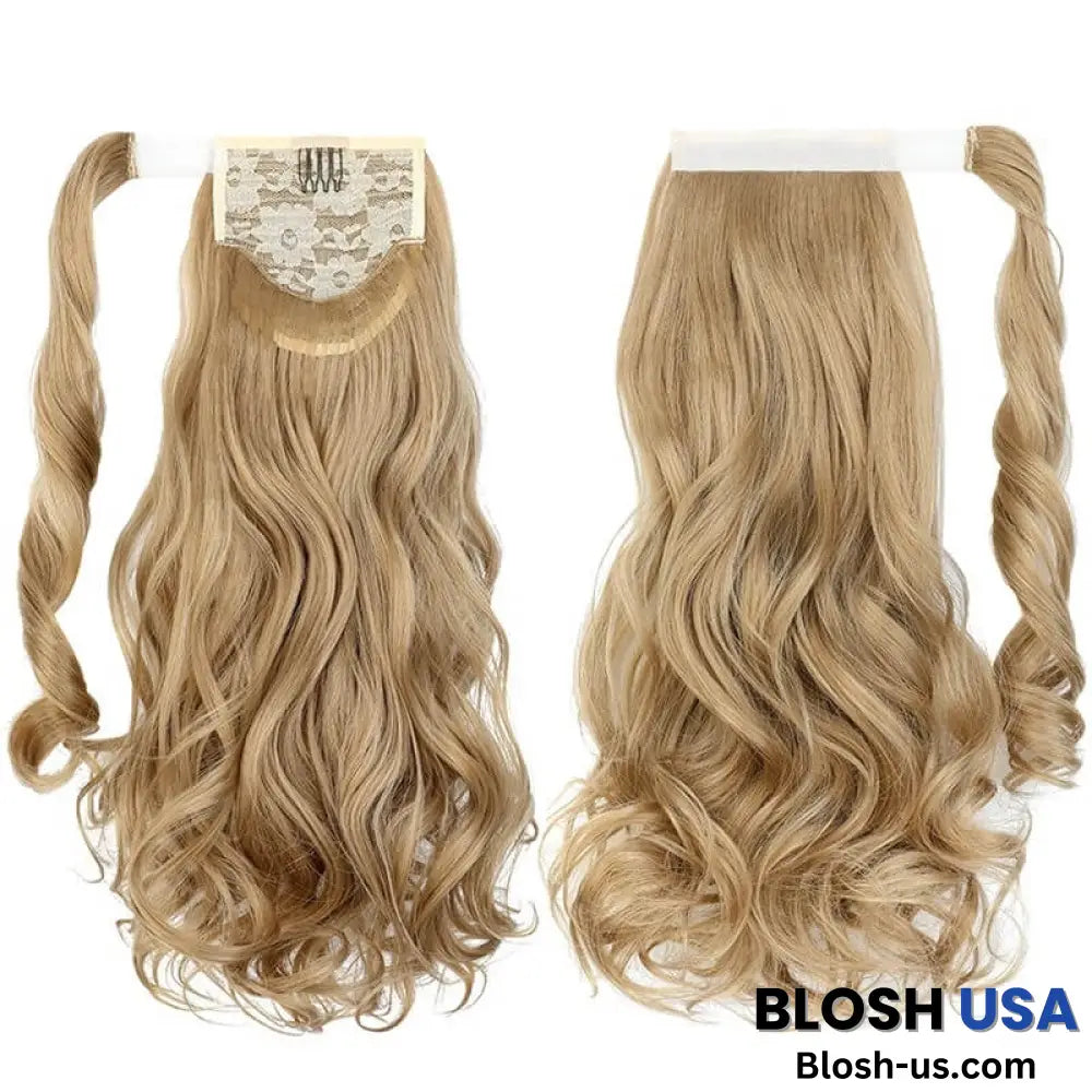 ponytail-hair-piece-extensions-clip-in-curly-fake-pony-tail 24# Curly (Dirty Blonde)