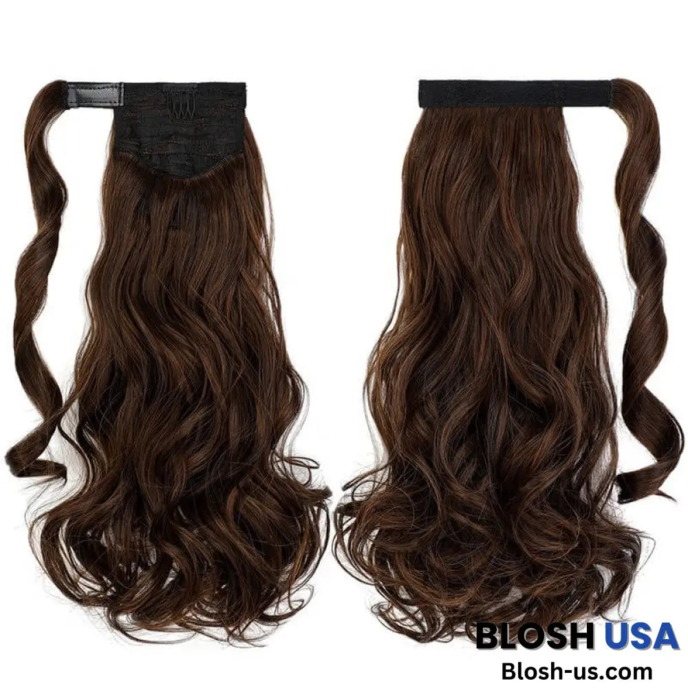 ponytail-hair-piece-extensions-clip-in-curly-fake-pony-tail 2-30 Curly (Medium Brown)