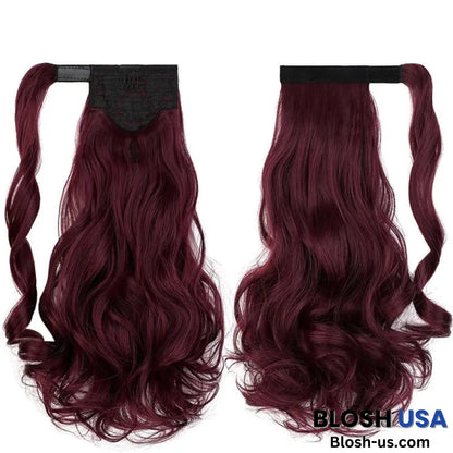 ponytail-hair-piece-extensions-clip-in-curly-fake-pony-tail 99J-118 Curly (Wine Red)