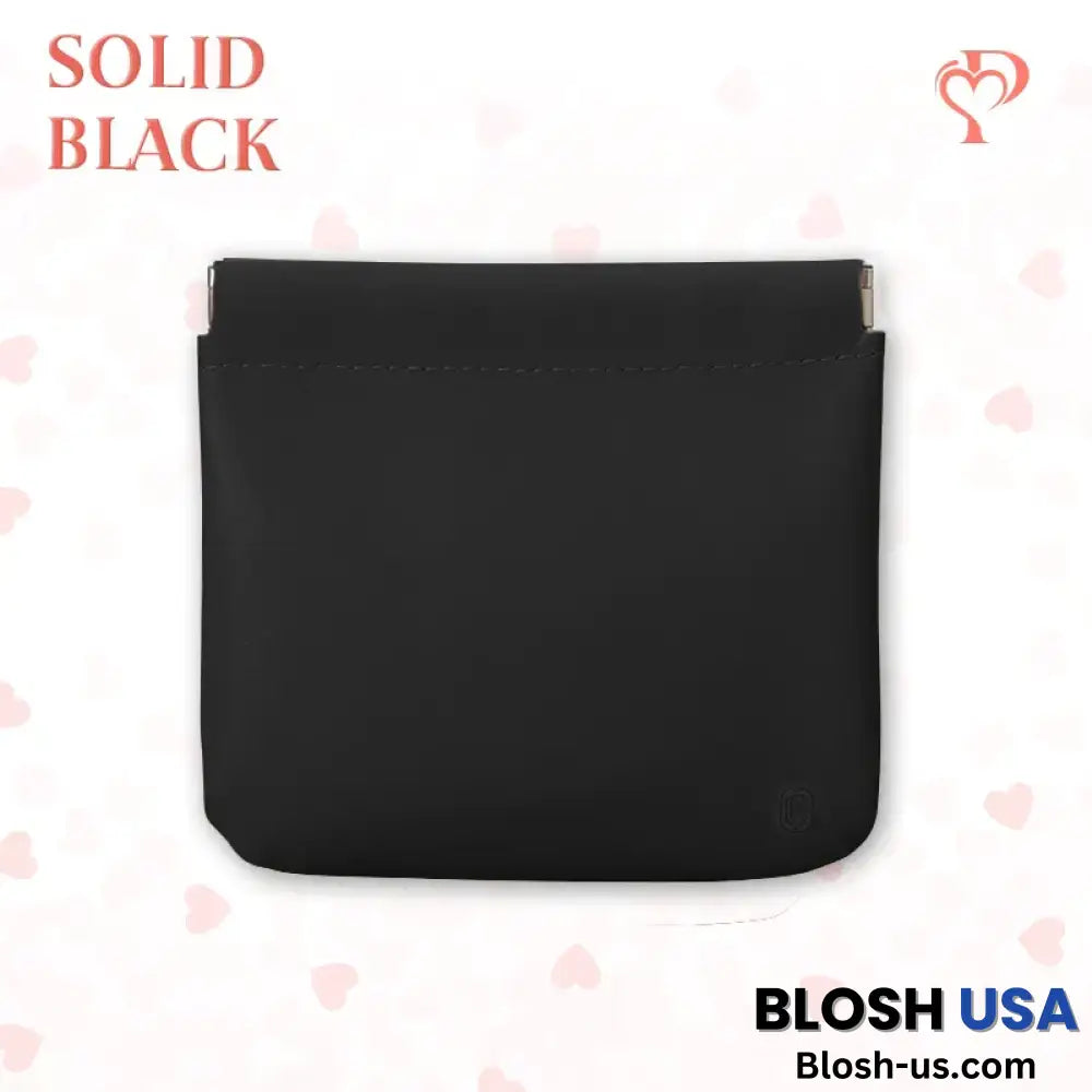 Pouchic – Snap Closure Leather Organizer Pouch Square / Black