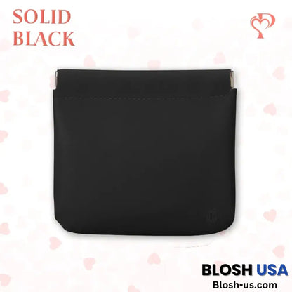 Pouchic – Snap Closure Leather Organizer Pouch Square / Black