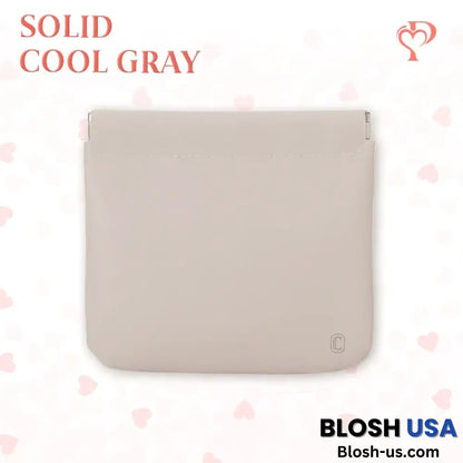 Pouchic – Snap Closure Leather Organizer Pouch Square / Cool Gray