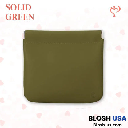 Pouchic – Snap Closure Leather Organizer Pouch Square / Green