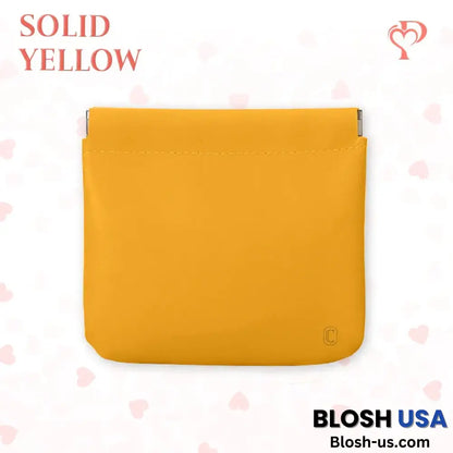 Pouchic – Snap Closure Leather Organizer Pouch Square / Yellow